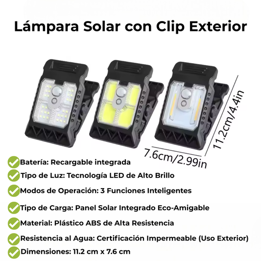 💡 Lámpara Solar con Sensor de Movimiento y Clip