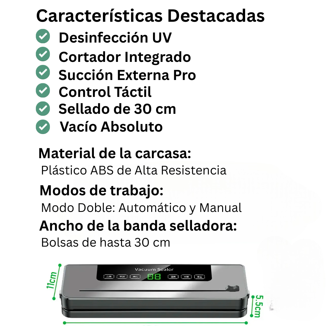 Selladora al Vacío 5 en 1 Sella y Conserva tus Alimentos Fácilmente