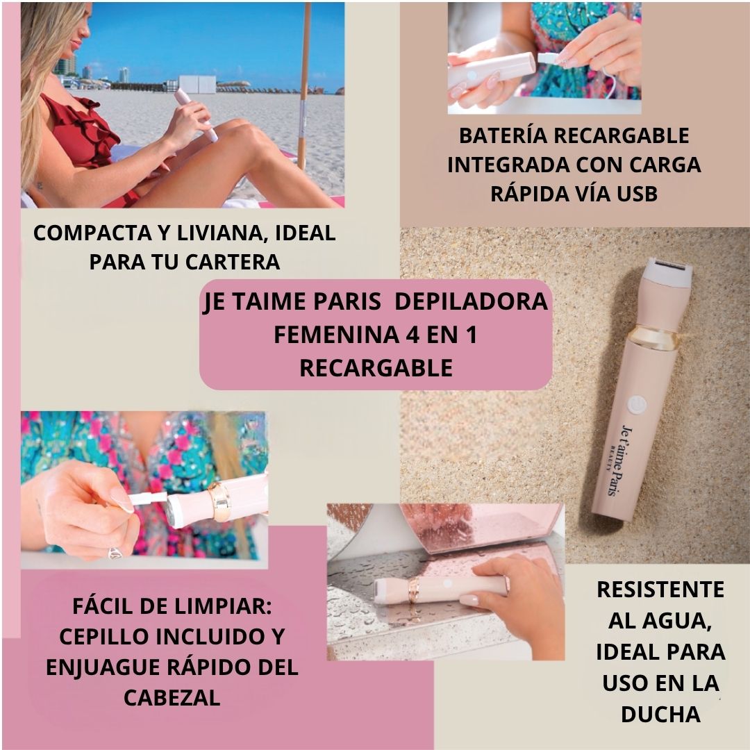 Je t'aime Paris – Depiladora Femenina 4 en 1 Recargable